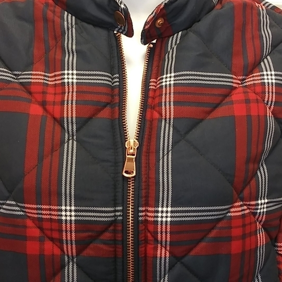 Kensie Jeans Puffy Plaid Vest - Picture 2 of 12